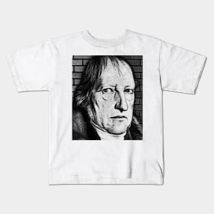 Georg Wilhelm Friedrich Hegel Black And White Portrait | Georg Wilhelm Friedrich Hegel Artwork 2 Kids T-Shirt